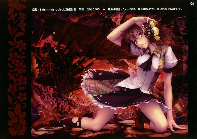 Anime girl with camera in ruins