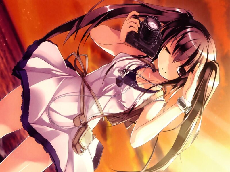 Anime Girl with Camera — Orange