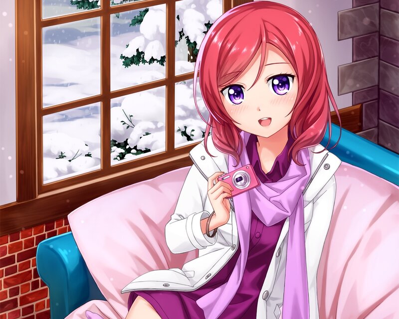 Anime Girl with Camera — Pink, Calm