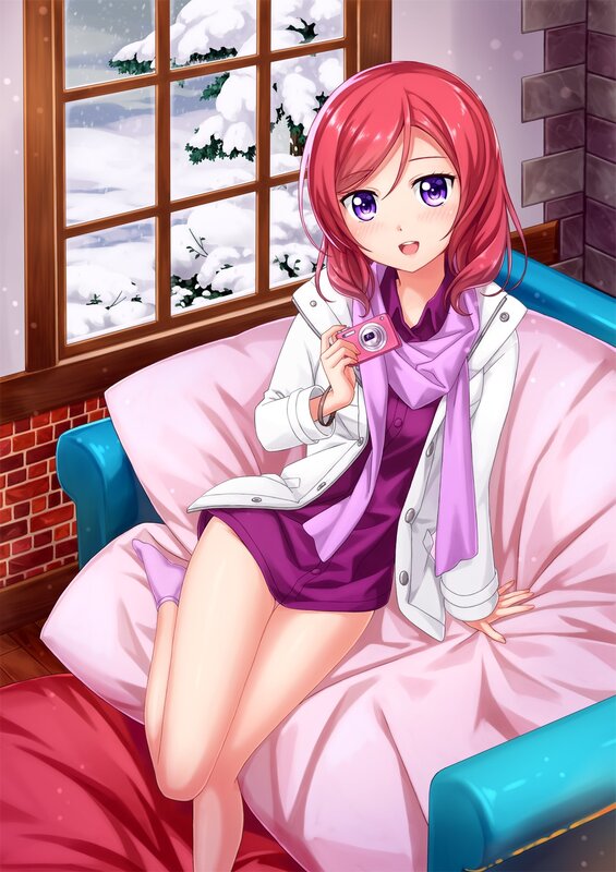 Anime Girl with Camera — Pink, Calm, Winter