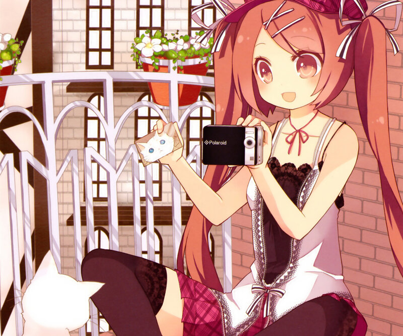 Anime Girl with Camera — Pink, Cheerful, Afternoon