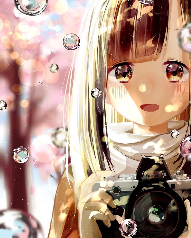 Anime Girl with Camera — Pink, Dreamy