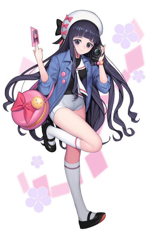 Anime Girl with Camera — Pink, Playful, Digital Art, Backpack