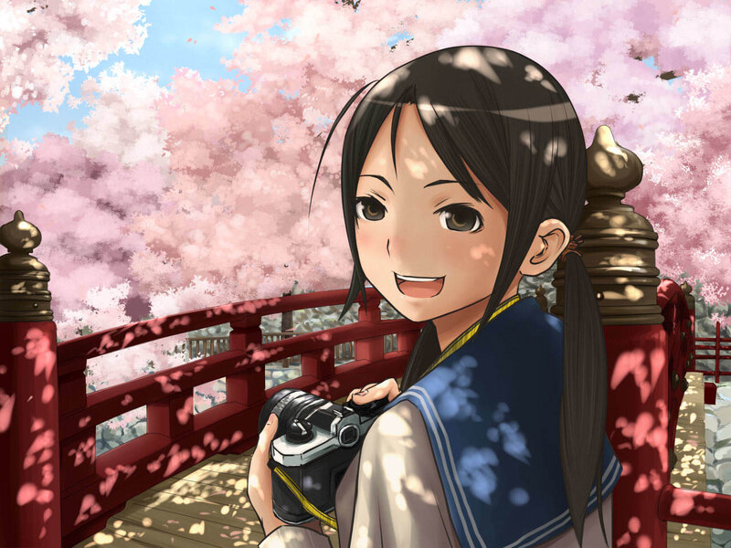 Anime Girl with Camera — Pink