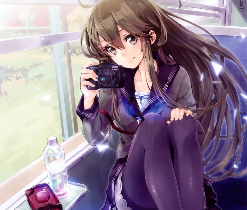 Anime Girl with Camera — Purple, Calm, Afternoon, Window