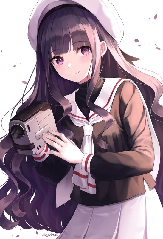 Anime Girl with Camera — Purple, Calm, Digital Art