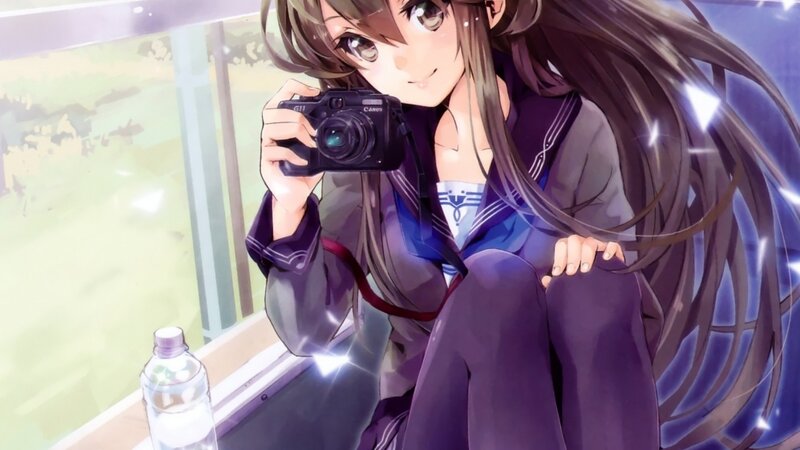 Anime Girl with Camera — Purple, Calm