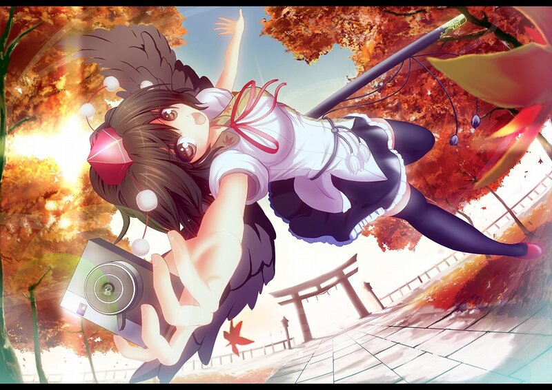 Anime Girl with Camera — Red