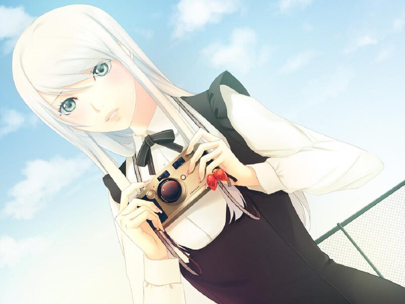 Anime Girl with Camera — White, Calm, Afternoon