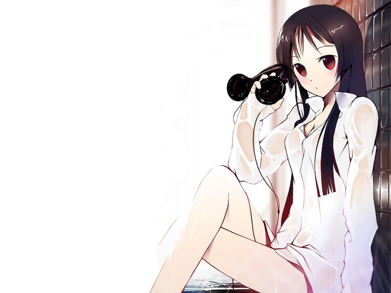 Anime Girl with Camera — White, Calm, Headphones