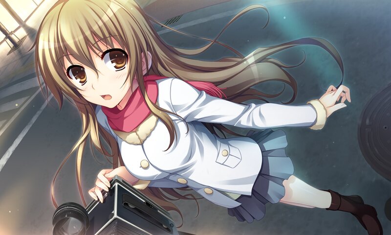 Anime Girl with Camera — White, Dramatic, Scarf