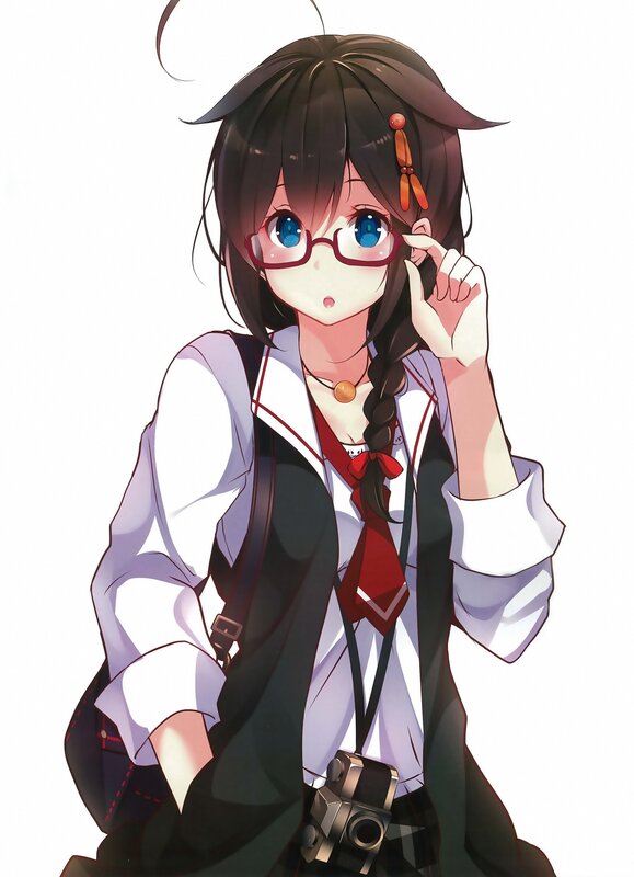Anime Girl with Camera — White, Neutral