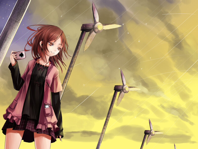 Anime Girl with Camera — Yellow