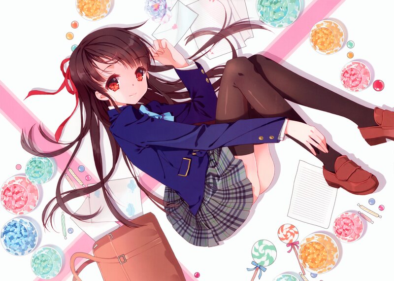 Anime Girl with Candies — Blue
