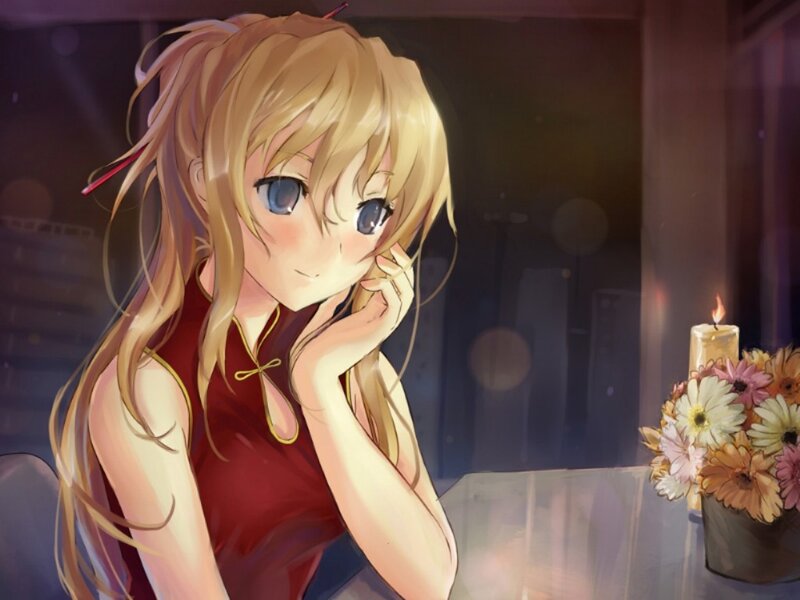 anime girl with candle