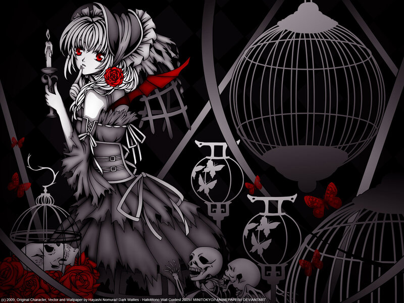 Anime Girl with Candle — Black