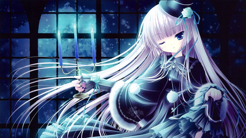anime girl with candles