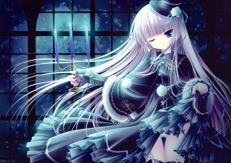 Anime girl with candles