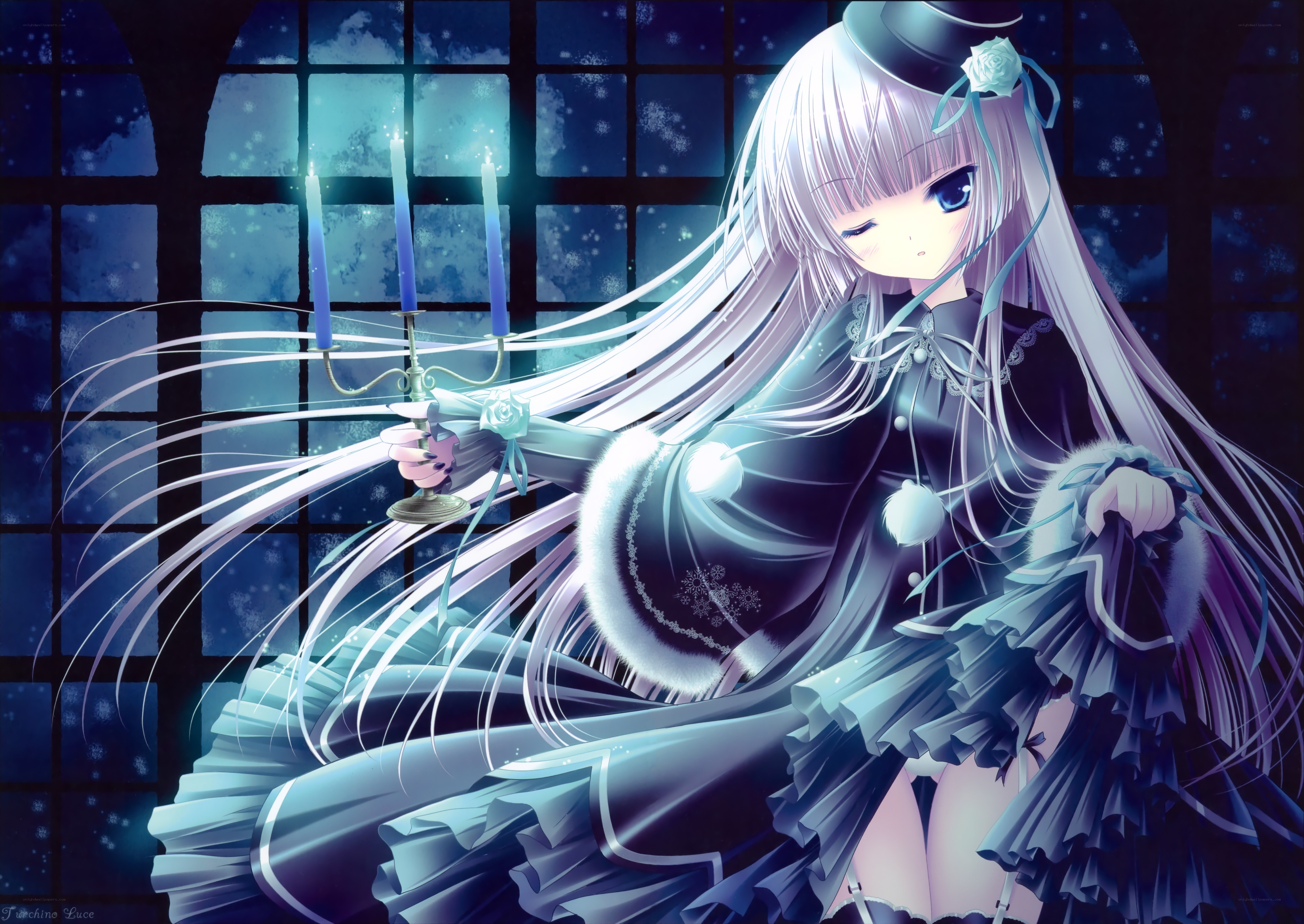 Anime girl with candles