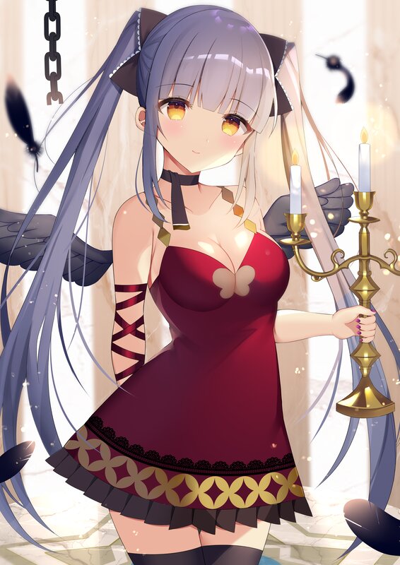 Anime Girl with Candles — Red