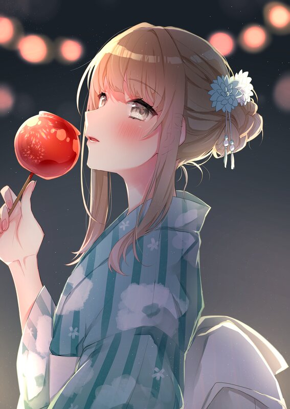 Anime Girl with Candy Apple