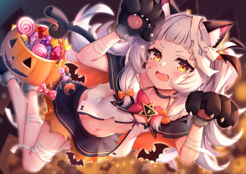 Anime Girl with Candy Basket — Orange
