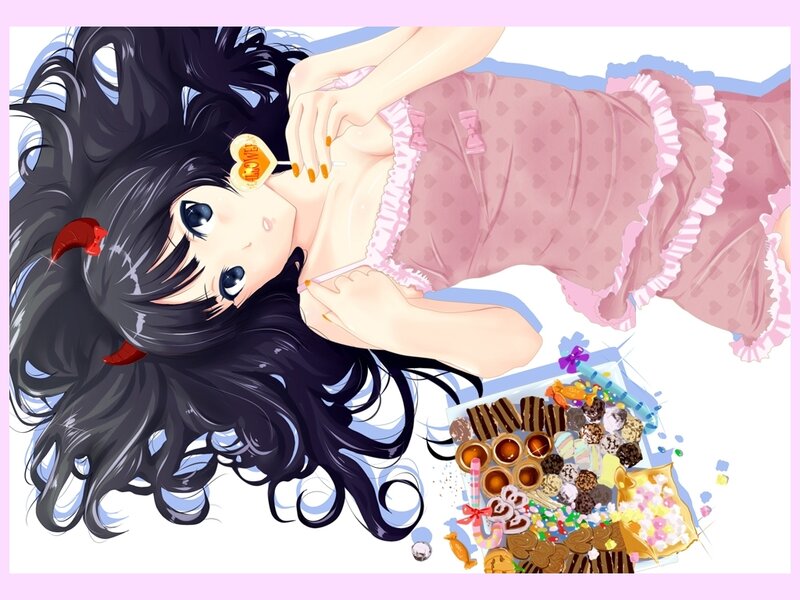 Anime Girl with Candy — Black