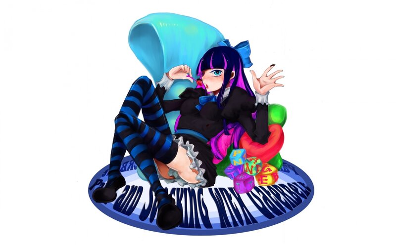 Anime Girl with Candy — Blue