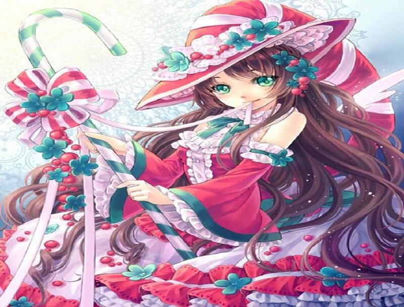 Anime Girl with Candy Cane