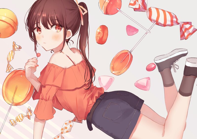 Anime Girl with Candy — Orange