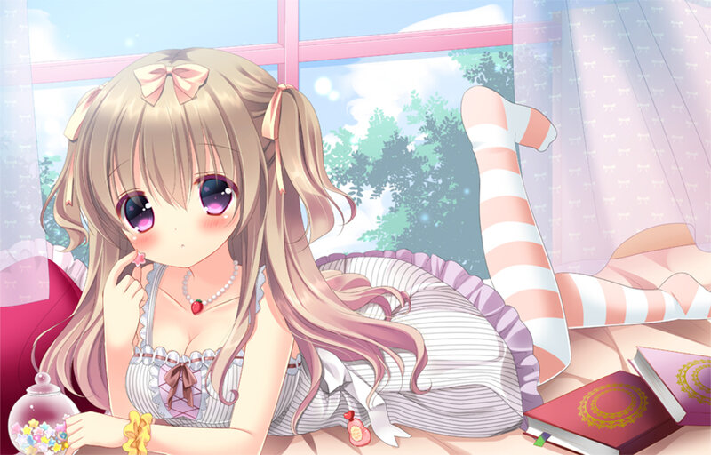 Anime Girl with Candy — Pink, Calm