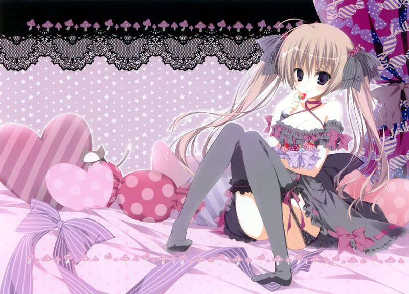 Anime Girl with Candy — Pink, Playful