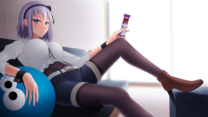 Anime Girl with Candy — Purple, Relaxed