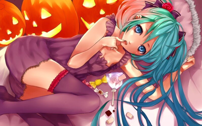 Anime Girl with Candy — Purple