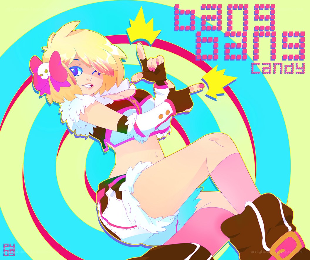 anime girl with candy theme