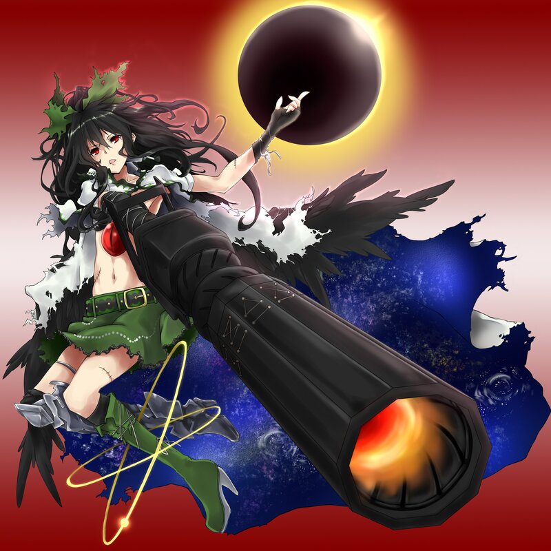 Anime girl with cannon and dark sun