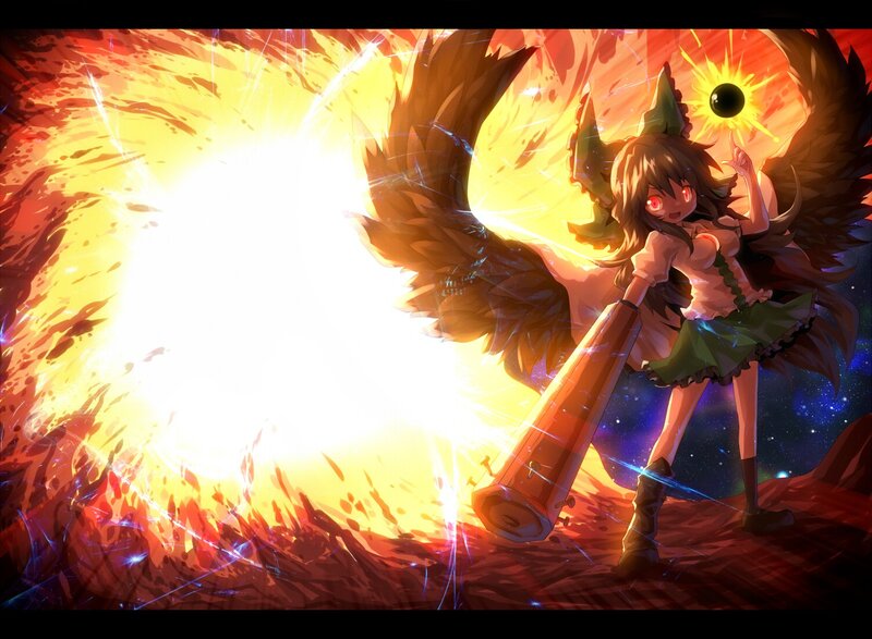 Anime girl with cannon and wings