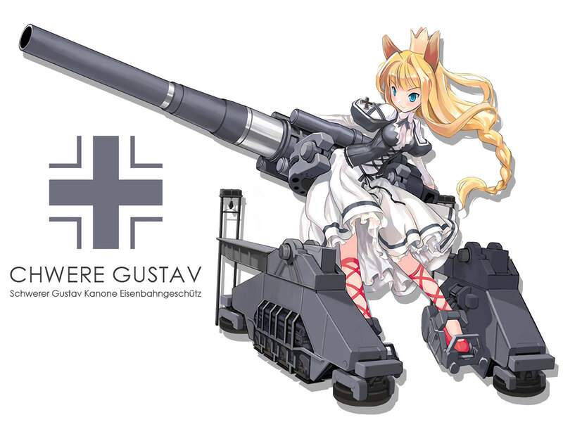 Anime Girl with Cannon — White