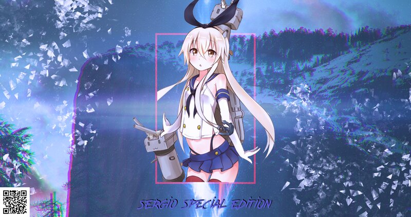 Anime Girl with Cannons — Blue, Dramatic, Digital Art