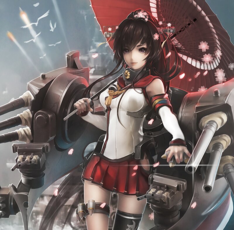 Anime Girl with Cannons — Red, Dramatic