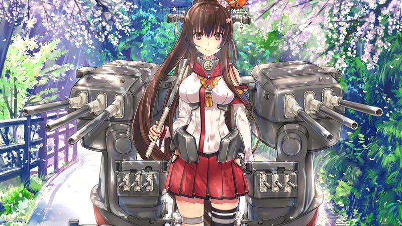 Anime Girl with Cannons — Red, Serene
