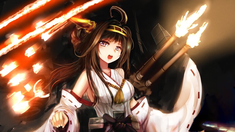 Anime Girl with Cannons — White, Dramatic