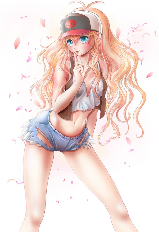 anime girl with cap and shorts