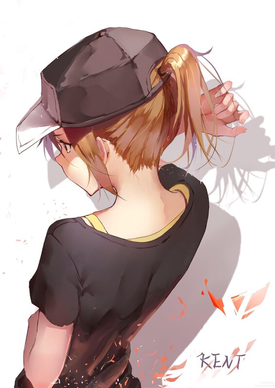 Anime Girl with Cap — Black, Calm