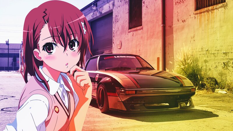 Anime Girl with Car — Pink, Dramatic