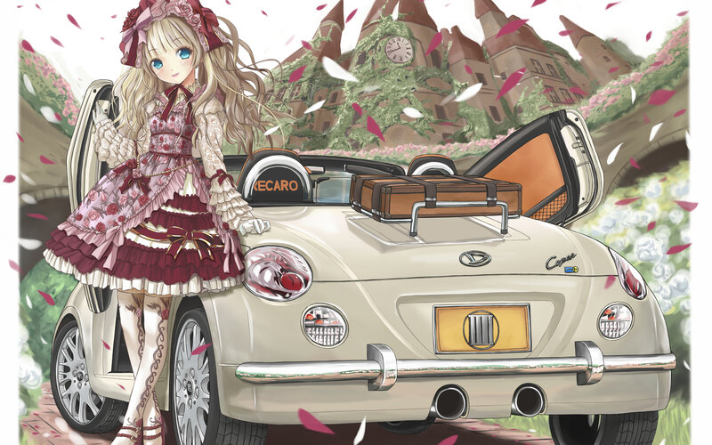 Anime Girl with Car — Pink