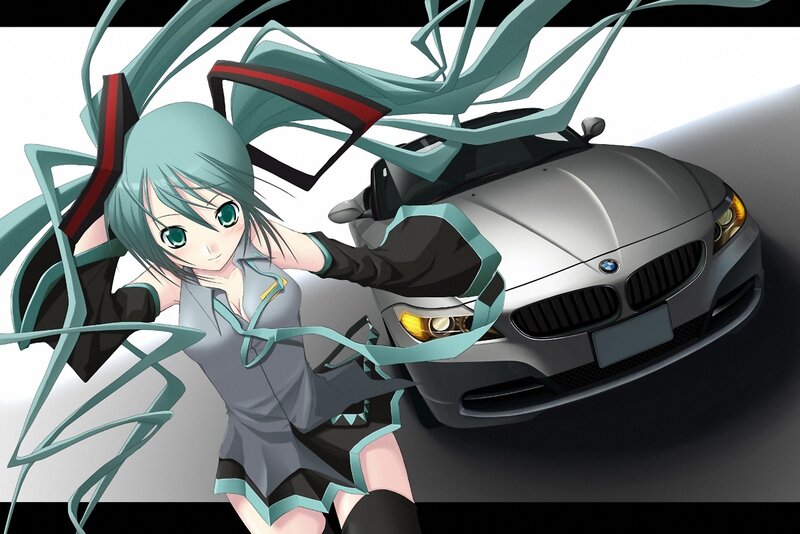 Anime Girl with Car — Teal