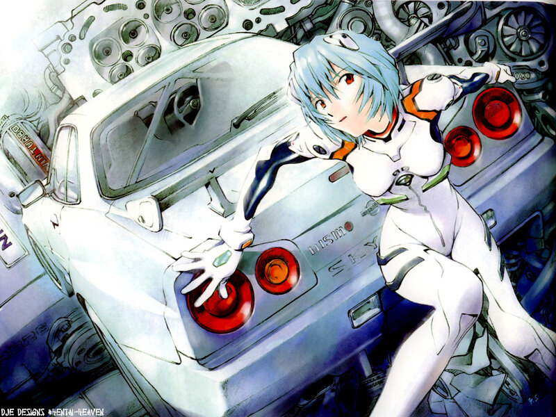 Anime Girl with Car — White, Dramatic, Manga, Mechanical Parts