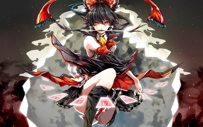 anime girl with cards