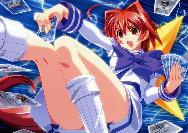 anime girl with cards